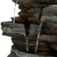Glitzhome 39.25"H 9-Tiered Cascading Rock Polyresin Outdoor Fountain with Pump and LED Light