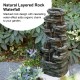 Glitzhome 39.25"H 9-Tiered Cascading Rock Polyresin Outdoor Fountain with Pump and LED Light