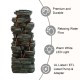 Glitzhome 39.25"H 9-Tiered Cascading Rock Polyresin Outdoor Fountain with Pump and LED Light