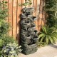 Glitzhome 39.25"H 9-Tiered Cascading Rock Polyresin Outdoor Fountain with Pump and LED Light