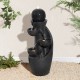 Glitzhome 33.5"H Modern 5-Tier Bowl and Sphere Polyresin Outdoor Fountain with Pump and LED Light