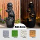 Glitzhome 33.5"H Modern 5-Tier Bowl and Sphere Polyresin Outdoor Fountain with Pump and LED Light