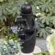 Glitzhome 33.5"H Modern 5-Tier Bowl and Sphere Polyresin Outdoor Fountain with Pump and LED Light