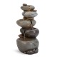 Glitzhome 24.5"H 5-Tiered Zen Style Stacked Pebbles Polyresin Outdoor Fountain with Pump and LED Light