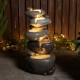 Glitzhome 24.5"H 5-Tiered Zen Style Stacked Pebbles Polyresin Outdoor Fountain with Pump and LED Light