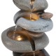 Glitzhome 24.5"H 5-Tiered Zen Style Stacked Pebbles Polyresin Outdoor Fountain with Pump and LED Light