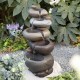 Glitzhome 24.5"H 5-Tiered Zen Style Stacked Pebbles Polyresin Outdoor Fountain with Pump and LED Light