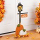 Glitzhome 36"H Fall Lighted Wooden Pumpkin Lamp Post Porch Decor w/Timer