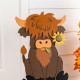 Glitzhome 30"H Fall Wood Highland Cow Porch Decor