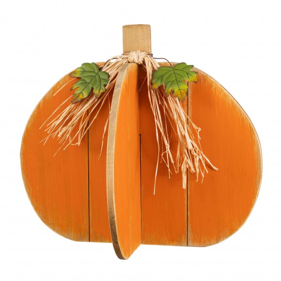 Glitzhome 18"L Fall Wood Interlocking Pumpkin Porch Decor