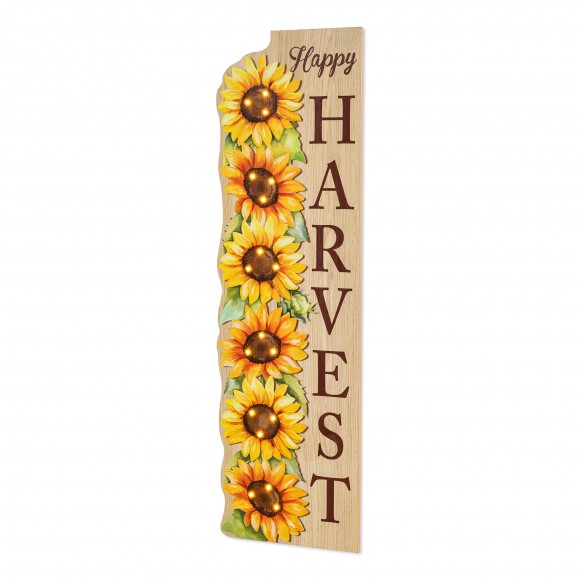 Glitzhome 36"H Fall Lighted Wood Watercolor Sunflower Porch Decor w/Timer