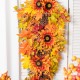 Glitzhome 38"H Fall Oversized Sunflower Teardrop