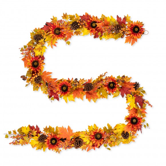 Glitzhome 12ft Fall Oversized Sunflower Garland