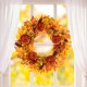 Glitzhome 24"D Fall Velvet Pumpkin, Pinecone & Berry Wreath Includes a Complimentary Black Metal Wreath Hanger