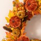 Glitzhome 24"D Fall Velvet Pumpkin, Pinecone & Berry Wreath Includes a Complimentary Black Metal Wreath Hanger