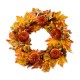Glitzhome 24"D Fall Velvet Pumpkin, Pinecone & Berry Wreath Includes a Complimentary Black Metal Wreath Hanger