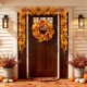 Glitzhome 24"D Fall Velvet Pumpkin, Pinecone & Berry Wreath Includes a Complimentary Black Metal Wreath Hanger
