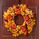 Glitzhome 24"D Fall Velvet Pumpkin, Pinecone & Berry Wreath Includes a Complimentary Black Metal Wreath Hanger