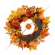 Glitzhome 24"D Fall Velvet Pumpkin, Pinecone & Berry Wreath Includes a Complimentary Black Metal Wreath Hanger