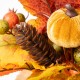 Glitzhome 15"H Fall Velvet Pumpkin, Pinecone & Berry Centerpiece