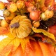 Glitzhome 15"H Fall Velvet Pumpkin, Pinecone & Berry Centerpiece