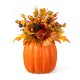 Glitzhome 15"H Fall Velvet Pumpkin, Pinecone & Berry Centerpiece