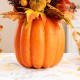 Glitzhome 15"H Fall Velvet Pumpkin, Pinecone & Berry Centerpiece