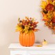 Glitzhome 15"H Fall Velvet Pumpkin, Pinecone & Berry Centerpiece