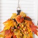 Glitzhome 28"H Fall Velvet Pumpkin, Pinecone & Berry Teardrop