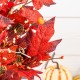 Glitzhome 36"H Fall Lighted Burgundy Leaves Urn Potted Porch Tree with Timer, 20 Warm White Lights