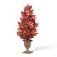 Glitzhome 36"H Fall Lighted Burgundy Leaves Urn Potted Porch Tree with Timer, 20 Warm White Lights