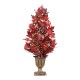 Glitzhome 36"H Fall Lighted Burgundy Leaves Urn Potted Porch Tree with Timer, 20 Warm White Lights