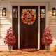 Glitzhome 36"H Fall Lighted Burgundy Leaves Urn Potted Porch Tree with Timer, 20 Warm White Lights