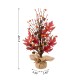 Glitzhome 21"H Fall Burgundy Leaves Table Tree