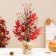 Glitzhome 21"H Fall Burgundy Leaves Table Tree