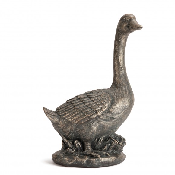 Glitzhome 20"H MGO Faux Bronze Goose Garden Statue