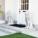 Glitzhome Set of 2 - 36.25"H Oversized MGO White Guardian Sitting Lion Garden Statues