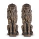 Glitzhome Set of 2 - 36.25"H Oversized MGO Bronze Guardian Sitting Lion Garden Statues