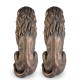 Glitzhome Set of 2 - 36.25"H Oversized MGO Bronze Guardian Sitting Lion Garden Statues