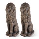 Glitzhome Set of 2 - 36.25"H Oversized MGO Bronze Guardian Sitting Lion Garden Statues