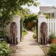 Glitzhome Set of 2 - 36.25"H Oversized MGO Bronze Guardian Sitting Lion Garden Statues