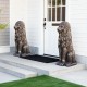 Glitzhome Set of 2 - 36.25"H Oversized MGO Bronze Guardian Sitting Lion Garden Statues