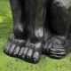 Glitzhome Set of 2 - 36.25"H Oversized MGO Black Guardian Sitting Lion Garden Statues