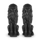 Glitzhome Set of 2 - 36.25"H Oversized MGO Black Guardian Sitting Lion Garden Statues