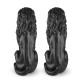 Glitzhome Set of 2 - 36.25"H Oversized MGO Black Guardian Sitting Lion Garden Statues