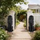 Glitzhome Set of 2 - 36.25"H Oversized MGO Black Guardian Sitting Lion Garden Statues