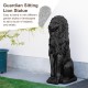Glitzhome Set of 2 - 36.25"H Oversized MGO Black Guardian Sitting Lion Garden Statues