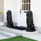 Glitzhome Set of 2 - 36.25"H Oversized MGO Black Guardian Sitting Lion Garden Statues