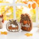 Glitzhome 8"H S/2 Thanksgiving Wooden Pumpkin Table Decor