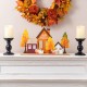 Glitzhome 18"L Fall Metal & Wood Village Table Decor